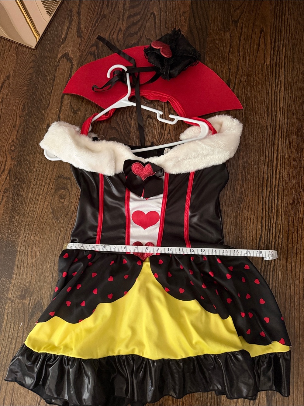 Leg Avenue Red, Black, Yellow Queen of Hearts Mini Dress Sexy Halloween Costume - Picture 12 of 13